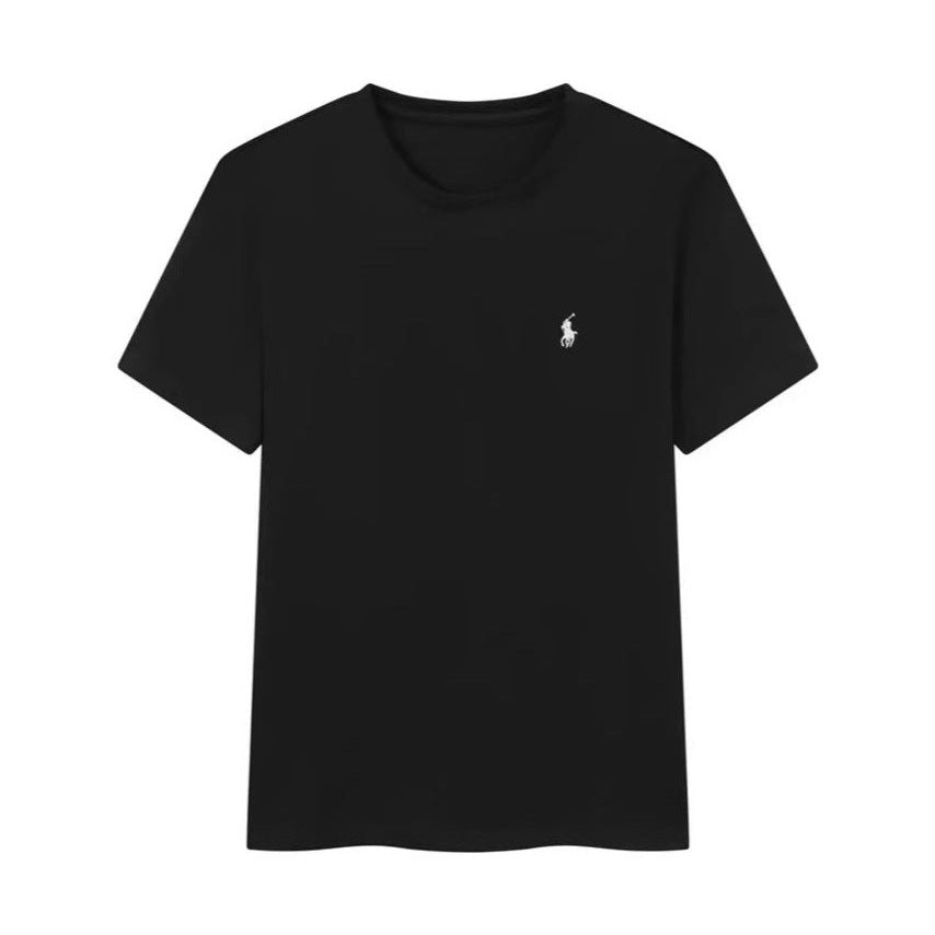 Black Polo Tee White Logo