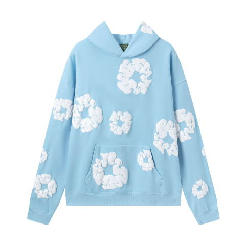 Baby Blue Denim Tear Hoodie