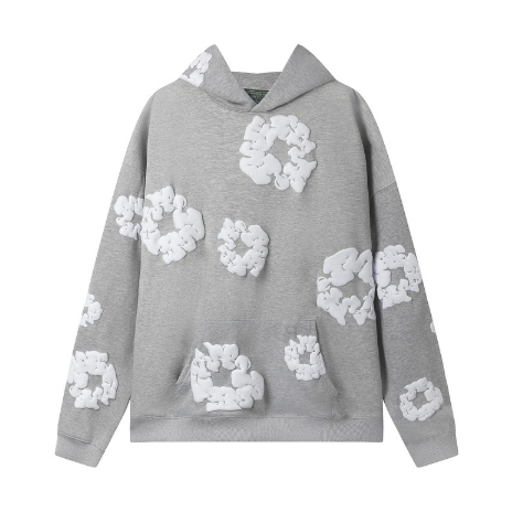 Grey Denim Tear Hoodie