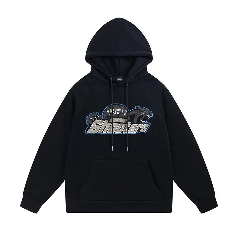 Trapstar Shooters Black Hoodie Blue Logo